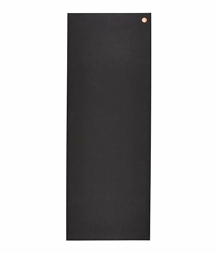 Black yoga mat on white background