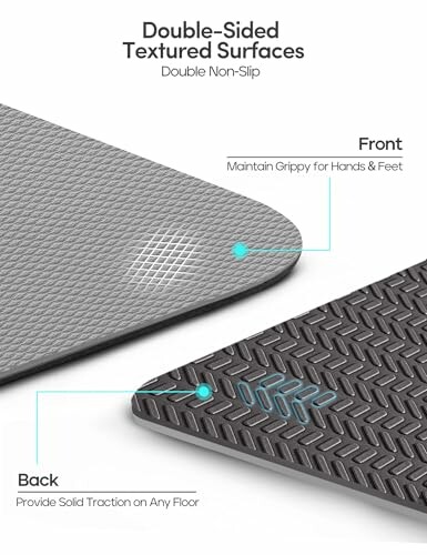 Illustration of a double-sided non-slip exercise mat with textured surfaces.