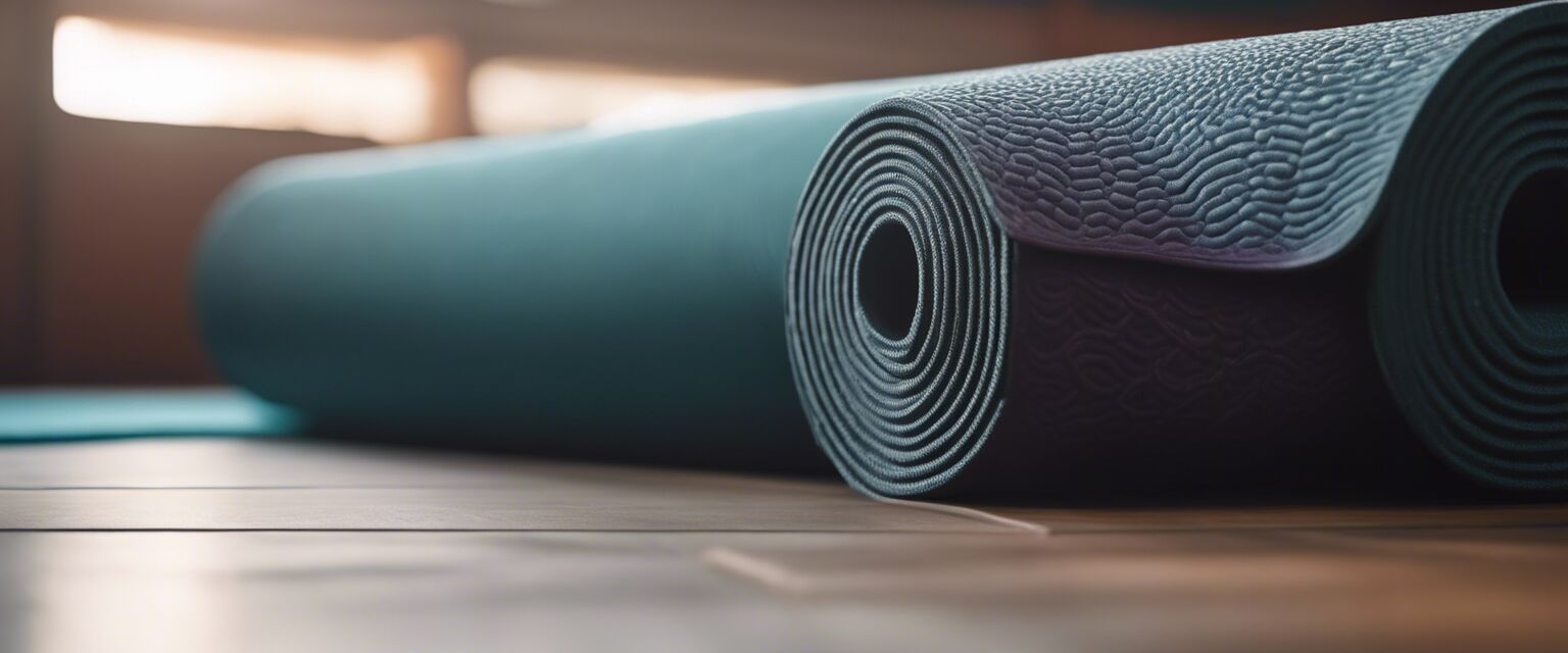 Yoga mat on studio floor