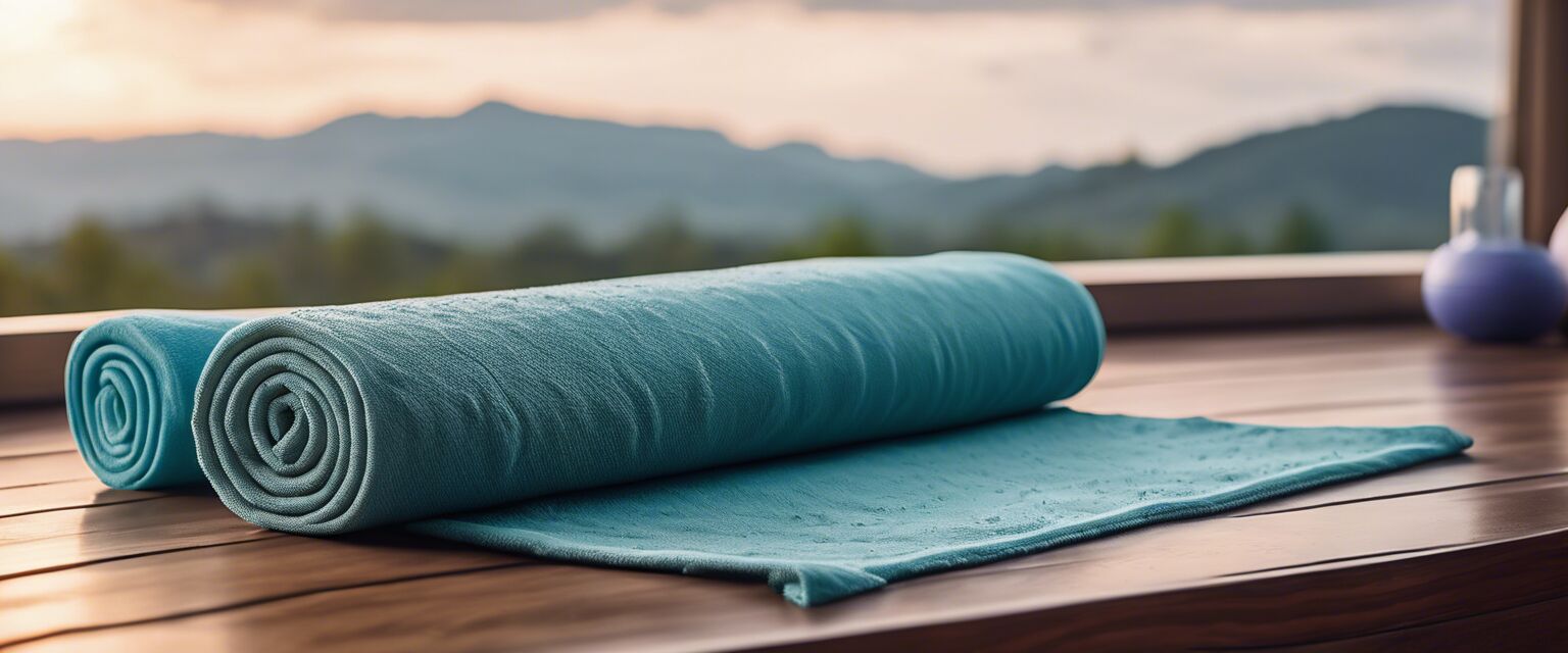 Yoga towel with textured grip on a yoga mat